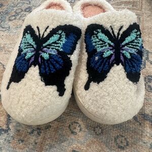 Women’s/Children Butterfly Slippers - White with Blue and Purple